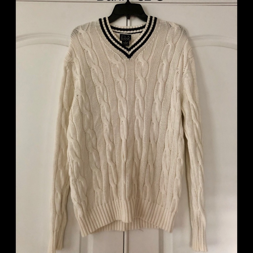Preppy Vneck sailing cable knit sweater size small